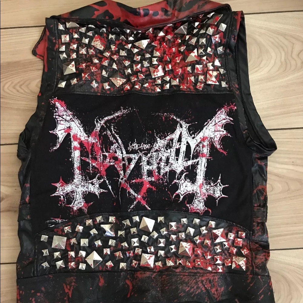 Mayhem Bloody Studded Genuine + Faux Leather Vest - Picture 7 of 8